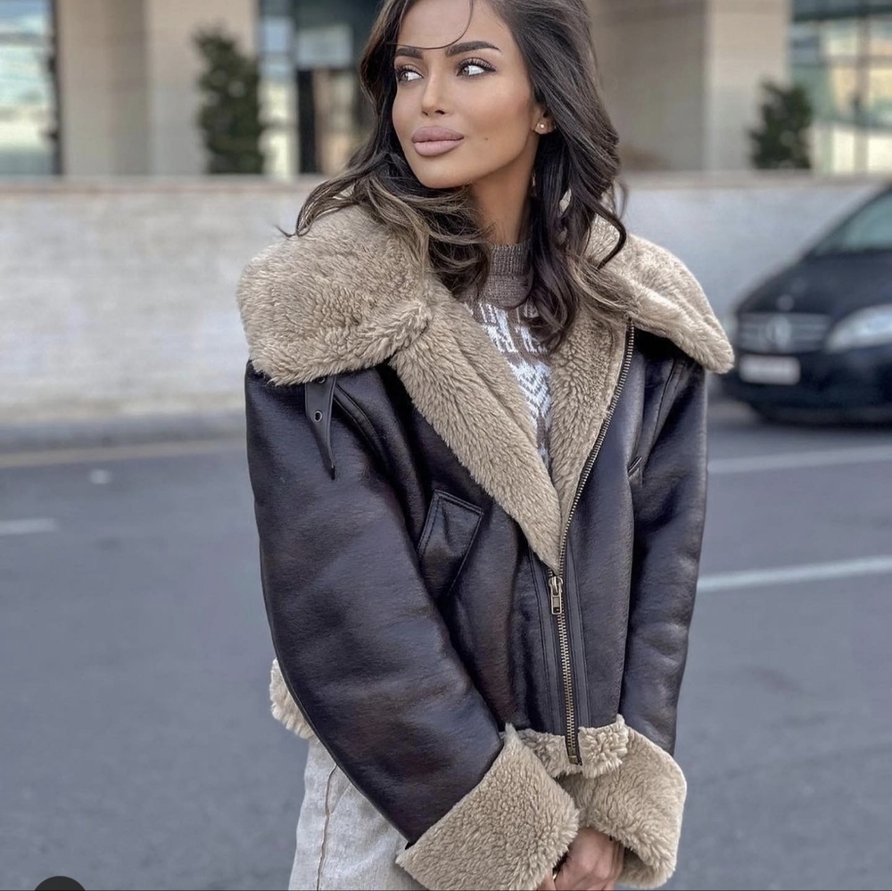 ZARA DOUBLE-FACED FLEECE LINED JACKET